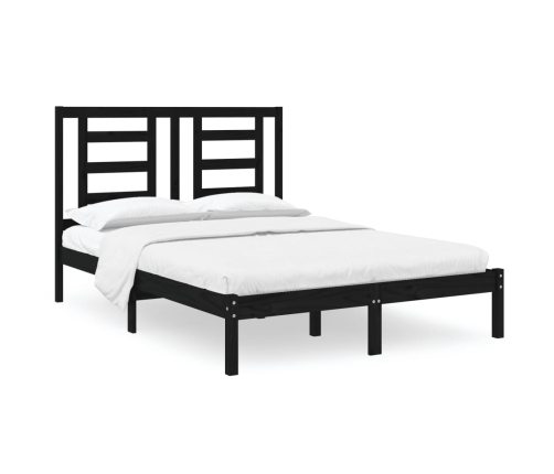 Estructura de cama madera maciza negra 120x190 cm