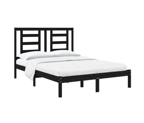 Estructura de cama madera maciza negra 120x190 cm