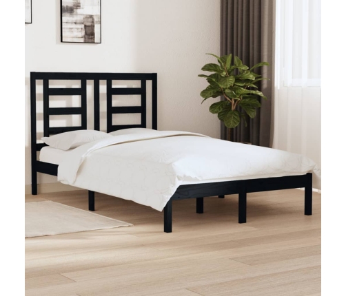 Estructura de cama madera maciza negra 120x190 cm