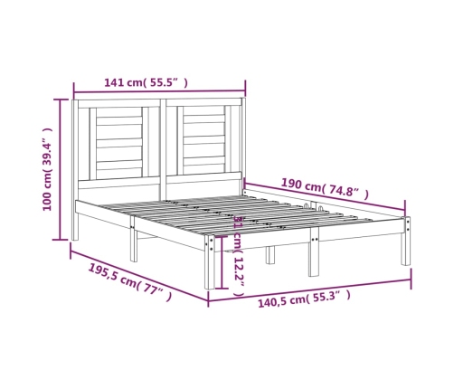 Estructura de cama sin colchón madera de pino blanco 135x190 cm