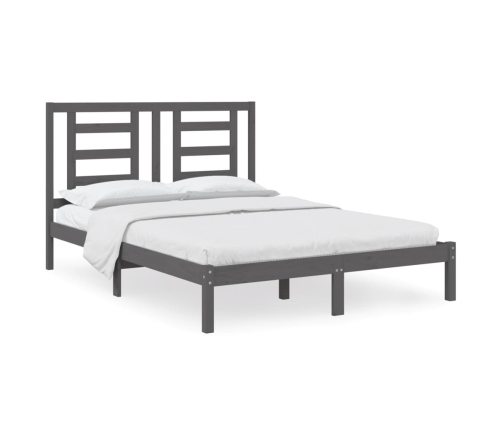 Estructura de cama madera maciza de pino doble gris 135x190cm