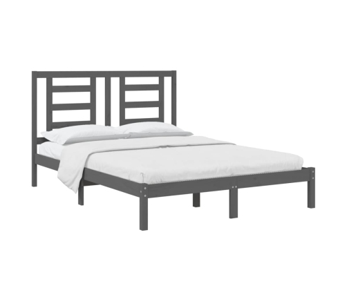 Estructura de cama madera maciza de pino doble gris 135x190cm