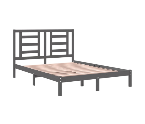 Estructura de cama madera maciza de pino doble gris 135x190cm