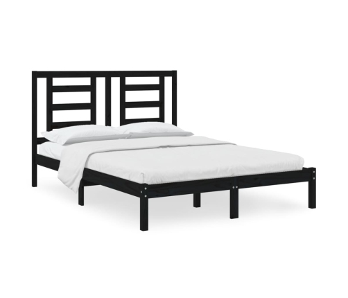 Estructura de cama madera maciza de pino negro 135x190 cm