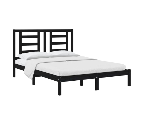 Estructura de cama madera maciza de pino negro 135x190 cm