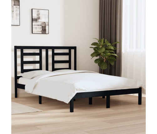 Estructura de cama madera maciza de pino negro 135x190 cm