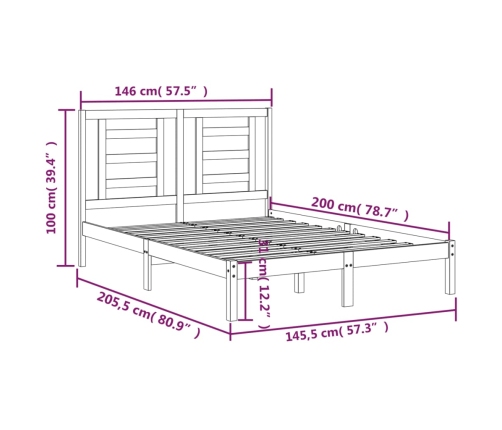 Estructura de cama sin colchón madera de pino blanca 140x200 cm