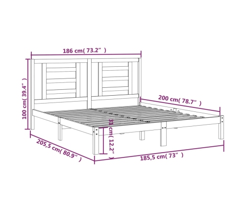 Estructura de cama madera maciza 180x200 cm