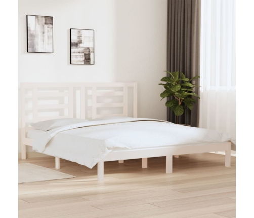 Estructura de cama madera maciza blanco Supe King 180x200 cm