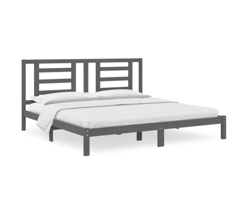 Estructura de cama de madera maciza de pino gris 200x200 cm