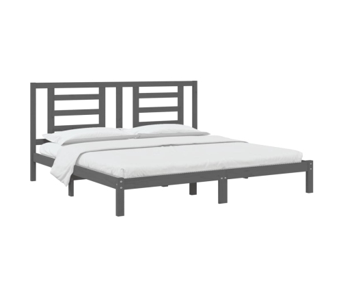 Estructura de cama de madera maciza de pino gris 200x200 cm