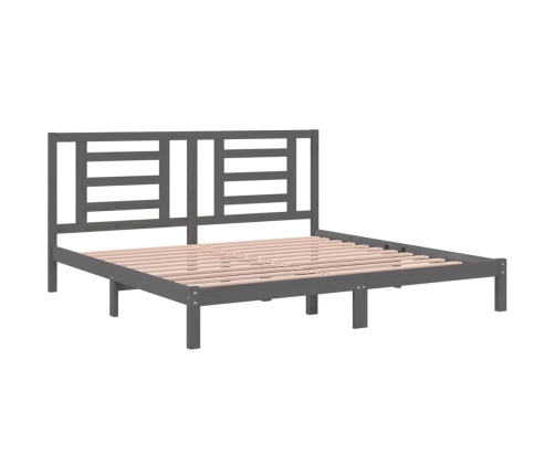 Estructura de cama de madera maciza de pino gris 200x200 cm