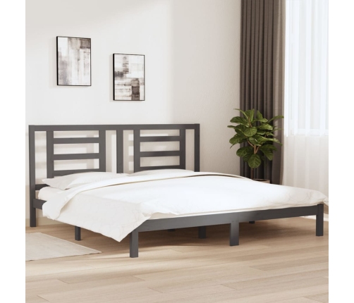 Estructura de cama de madera maciza de pino gris 200x200 cm