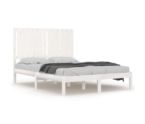 Estructura de cama doble pequeña madera maciza blanca 120x190cm