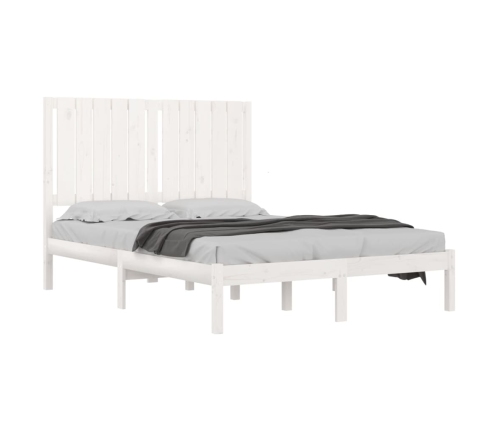 Estructura de cama doble pequeña madera maciza blanca 120x190cm