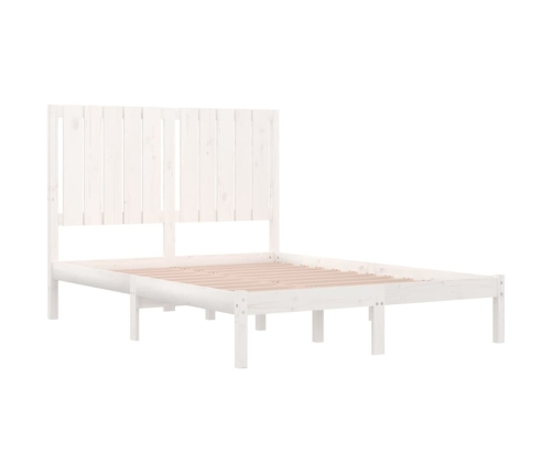 Estructura de cama doble pequeña madera maciza blanca 120x190cm