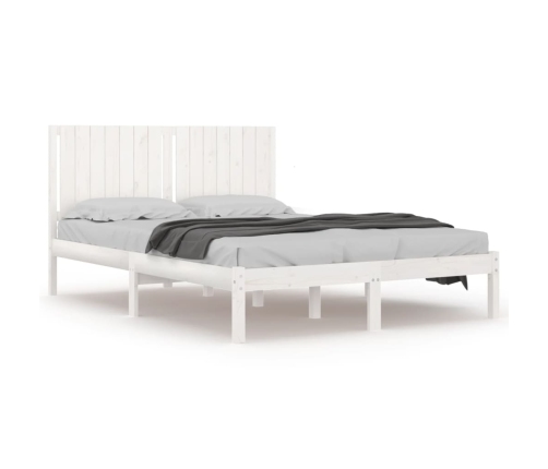 Estructura de cama madera maciza blanca King Size 150x200 cm