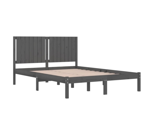 Estructura de cama madera maciza gris King Size 150x200 cm