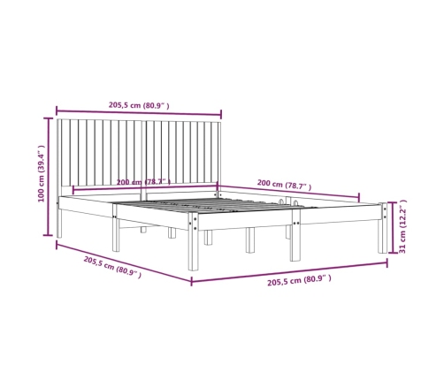 Estructura de cama sin colchón madera maciza blanca 200x200 cm