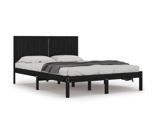 Estructura de cama de madera maciza de pino negro 200x200 cm