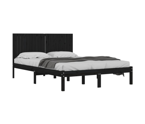 Estructura de cama de madera maciza de pino negro 200x200 cm