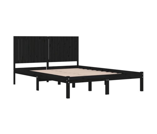 Estructura de cama de madera maciza de pino negro 200x200 cm