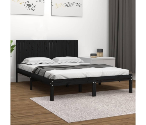 Estructura de cama de madera maciza de pino negro 200x200 cm