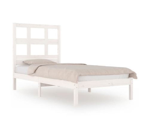 Estructura de cama sin colchón madera maciza blanca 75x190 cm