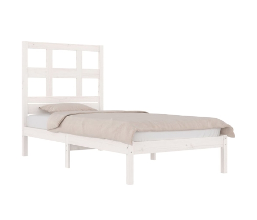 Estructura de cama sin colchón madera maciza blanca 75x190 cm