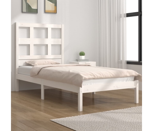 Estructura de cama sin colchón madera maciza blanca 75x190 cm