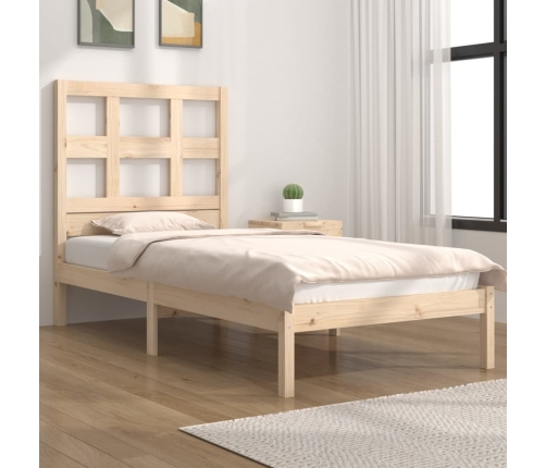 Estructura de cama sin colchón madera maciza de pino 90x190 cm