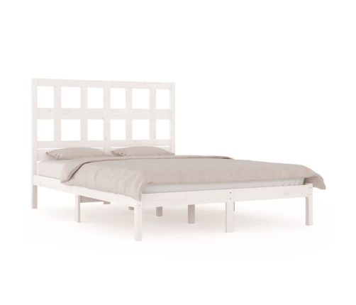 Estructura de cama sin colchón madera maciza blanca 120x190 cm