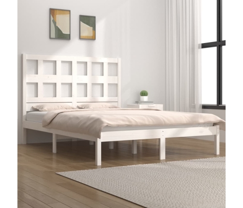 Estructura de cama sin colchón madera maciza blanca 120x190 cm