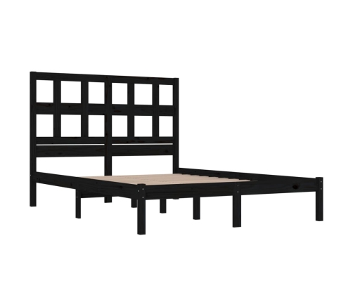 Estructura de cama de madera maciza de pino negra 140x190 cm