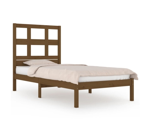 Estructura de cama madera maciza pino marrón miel 100x200 cm