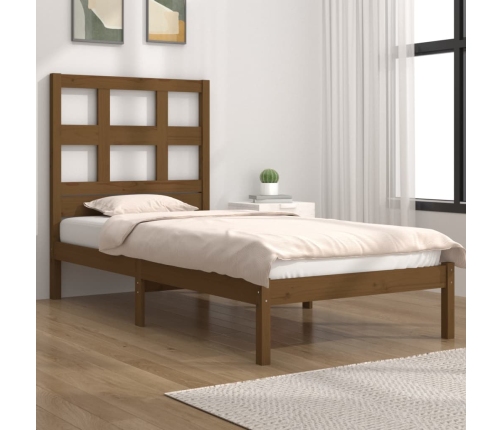 Estructura de cama madera maciza pino marrón miel 100x200 cm