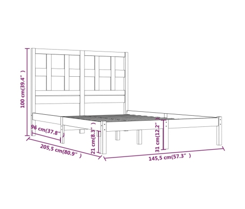 Estructura de cama sin colchón madera de pino blanca 140x200 cm