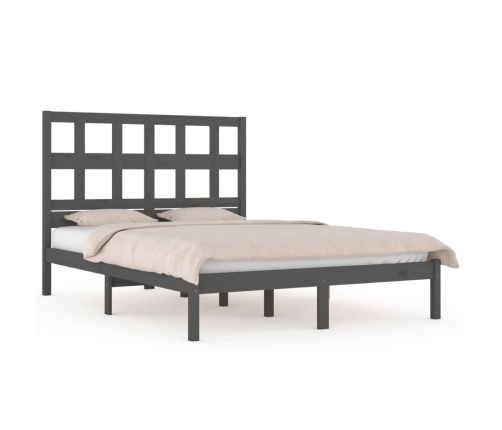 Estructura de cama madera maciza de pino gris 150x200 cm