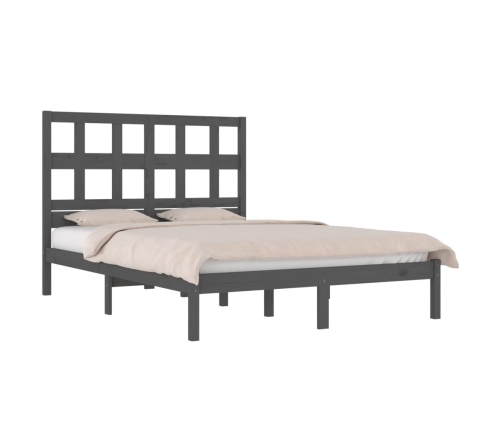 Estructura de cama madera maciza de pino gris 150x200 cm