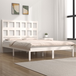 Estructura de cama sin colchón madera maciza de pino 160x200 cm