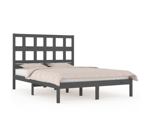 Estructura de cama madera maciza gris Super King 180x200 cm