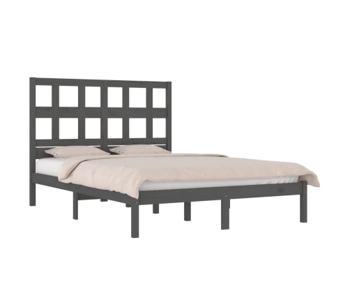 Estructura de cama madera maciza gris Super King 180x200 cm