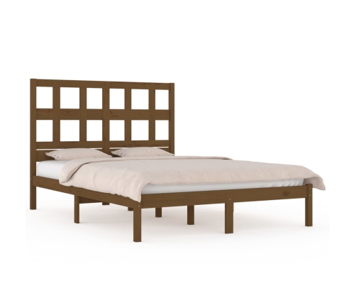 Estructura de cama madera maciza de pino marrón miel 200x200 cm