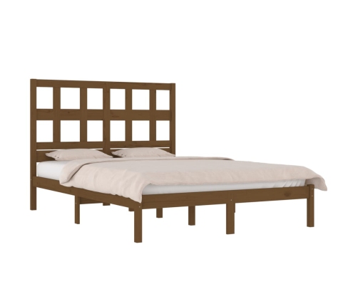 Estructura de cama madera maciza de pino marrón miel 200x200 cm