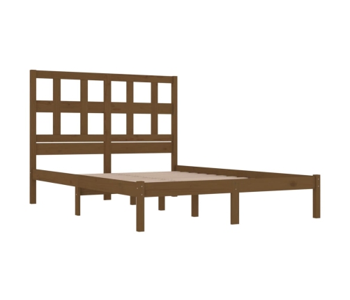 Estructura de cama madera maciza de pino marrón miel 200x200 cm