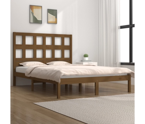 Estructura de cama madera maciza de pino marrón miel 200x200 cm