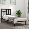 Estructura de cama madera maciza individual negra 75x190 cm