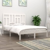 Estructura de cama doble pequeña madera maciza blanca 120x190cm