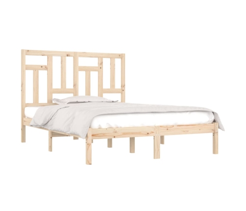 Estructura de cama de matrimonio madera maciza 135x190 cm