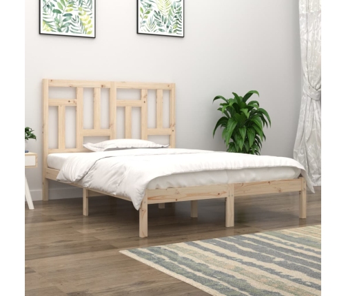 Estructura de cama de matrimonio madera maciza 135x190 cm